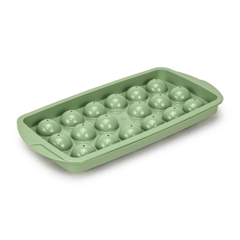 Herevin Polypropylene 18 Hole Round Ice Cube Tray, BPA Free Plastic Ice Cube Maker for Freezer, Easy Release Round Ice Mould for Drinks, Cocktails, Juice & Home Use – Assorted (Green/Orange) - Image 1
